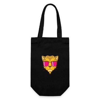 cool leopard with sunglasses big cat - Gift Bag for Bottles - black - Front