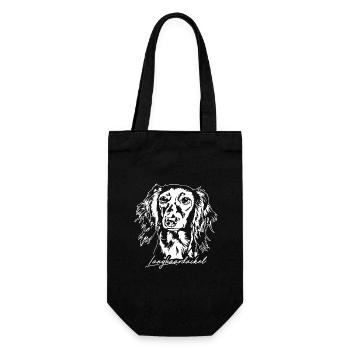 Langhaardackel Portrait Hunde Hund Wilsigns - Geschenkbeutel für Flaschen - Schwarz - Vorne