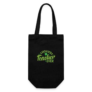 Luckiest Teacher Ever St. Patricks Day - Geschenkbeutel für Flaschen - Schwarz - Vorne