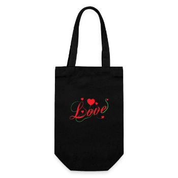 Love lettering with strand of thorns - Gift Bag for Bottles - black - Front