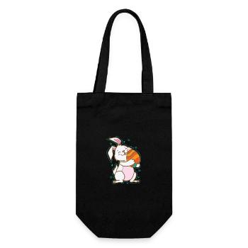 Easter bunny with an Easter egg - Gift Bag for Bottles - black - Front
