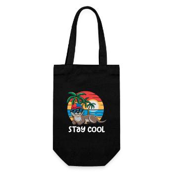 Loutre fraîche avec des lunettes de soleil sur la plage - Sac à bouteille - noir - Devant