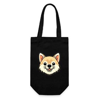 Kuscheliger Corgi Patch - Geschenkbeutel für Flaschen - Schwarz - Vorne