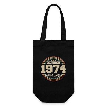 Born in October 1974 Retro Birthday October 1974 - Gift Bag for Bottles - black - Front