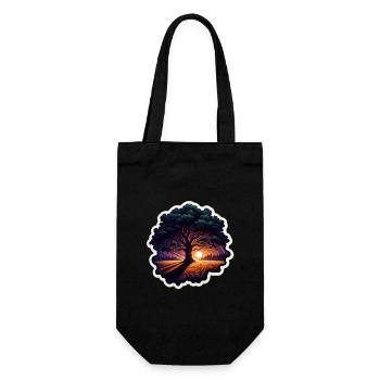 Sonnenuntergangsbaum Sticker - Geschenkbeutel für Flaschen - Schwarz - Vorne