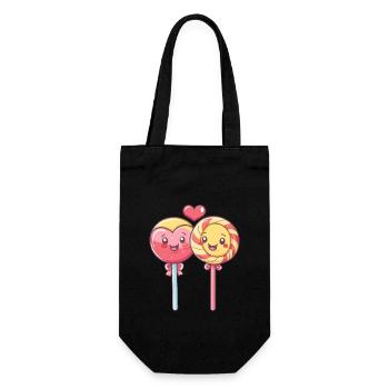 Lollipop Paar Liebe Herz Comic - Geschenkbeutel für Flaschen - Schwarz - Vorne
