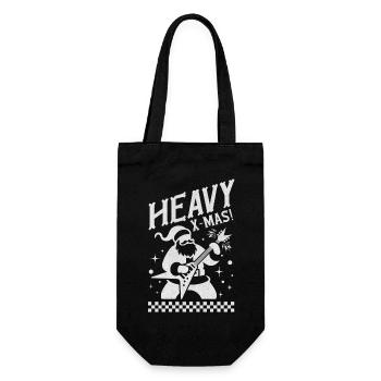 Heavy X-MAS - Heavy Metal Gitarre Weihnachtsmann - Geschenkbeutel für Flaschen - Schwarz - Vorne