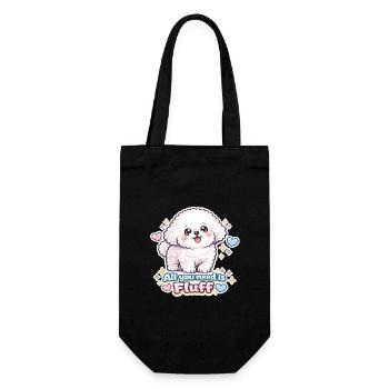 Tout ce dont vous avez besoin, c’est du fluff - Un design de chien bichon mignon - Sac à bouteille - noir - Devant