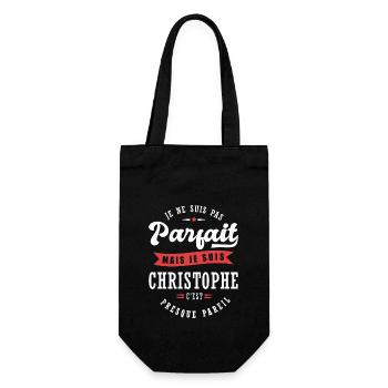 Christophe Parfait Cadeau prenom Christophe - Sac à bouteille - noir - Devant