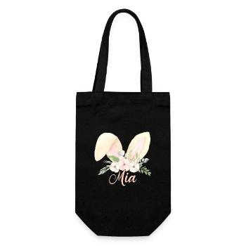 Hasenohren Mia - Geschenkbeutel für Flaschen - Schwarz - Vorne
