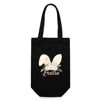 Hasenohren Emilia - Geschenkbeutel für Flaschen - Schwarz - Vorne