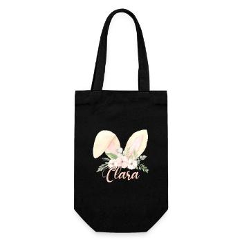Hasenohren Clara - Geschenkbeutel für Flaschen - Schwarz - Vorne