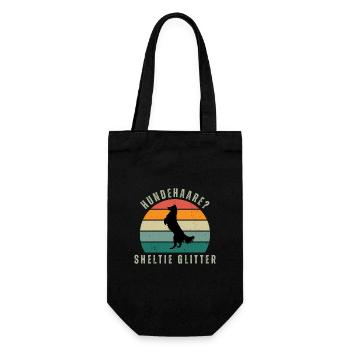 Sheltie Glitter Retro Sunset - Geschenkbeutel für Flaschen - Schwarz - Vorne