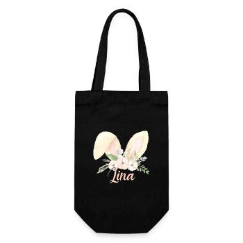 Hasenohren Lina - Geschenkbeutel für Flaschen - Schwarz - Vorne