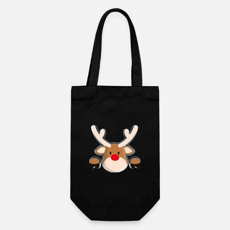 La Tête de renne amicale de Rudolph - Sac à bouteille - noir