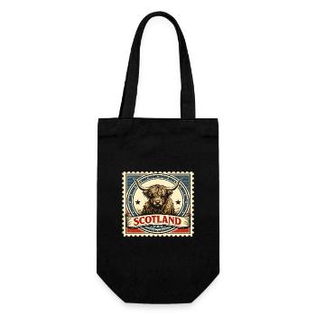 Timbre vintage Highland Cow Scotland - Sac à bouteille - noir - Devant