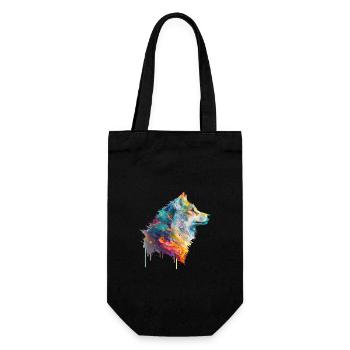 Aquarell Wolf - Geschenkbeutel für Flaschen - Schwarz - Vorne