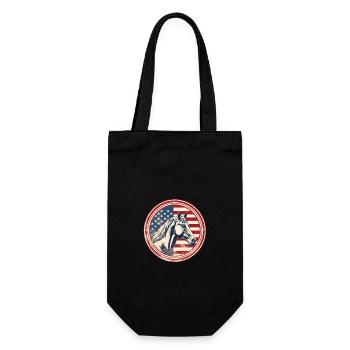 Drapeau vintage américain avec cheval - Sac à bouteille - noir - Devant