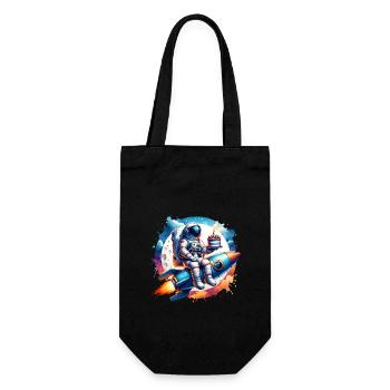 Astronaut Rocket Birthday - Gift Bag for Bottles - black - Front