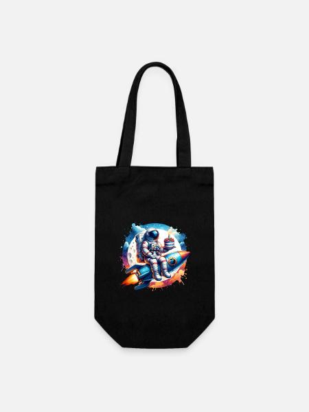 Astronaut Rakete Geburtstag - Geschenkbeutel für Flaschen - Schwarz