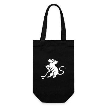 Maus Ratte Eishockey Silhouette Minimalistisch - Geschenkbeutel für Flaschen - Schwarz - Vorne