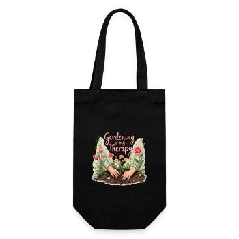 Gardening is My Therapy – Nature & Relaxation - Gift Bag for Bottles - black - Front