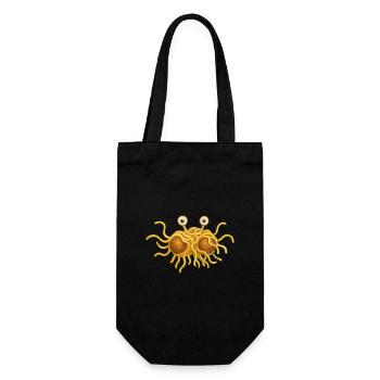Fliegendes Spaghettimonster - Geschenkbeutel für Flaschen - Schwarz - Vorne