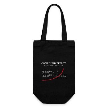 Compound Effect – 1% better every day - Gift Bag for Bottles - black - Front