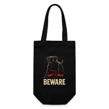 Attention au chien - Chien sauvage dangereux - Sac à bouteille - noir - Devant