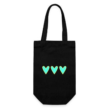 HERZ. HERZ. HEILIGER VALENTINSTAG. LIEBE. LIEBE. WEIHNACHTEN - Geschenkbeutel für Flaschen - Schwarz - Vorne