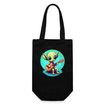 Mignon extraterrestre jouant de la guitare au coucher du soleil - Sac à bouteille - noir - Devant