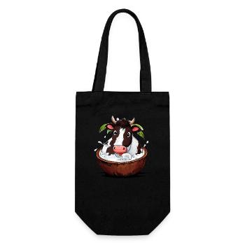 Cow bathes in coconut - Funny tropical - Gift Bag for Bottles - black - Front