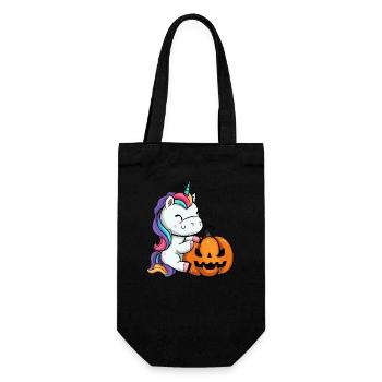 Licorne d’Halloween mignonne avec citrouille - Sac à bouteille - noir - Devant