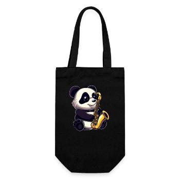 Süßer Panda mit einem Saxofon - Geschenkbeutel für Flaschen - Schwarz - Vorne