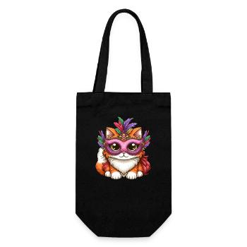 Mardi Gras Persian Cat, Masquerade Ball Cat - Gift Bag for Bottles - black - Front