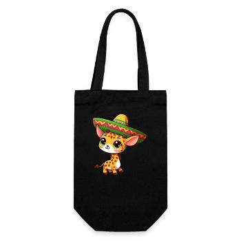 Cinco de Mayo Cute Giraffe Cartoon with Greens - Gift Bag for Bottles - black - Front