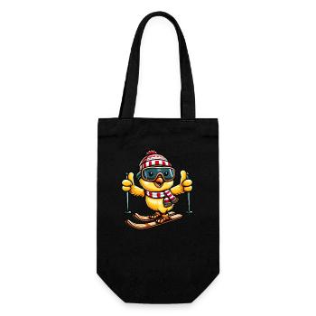 Poulet & poussin Ski Cartoon Hiver - Sac à bouteille - noir - Devant