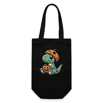 Süßer Halloween Dino T-Rex Cartoon Kürbis - Geschenkbeutel für Flaschen - Schwarz - Vorne