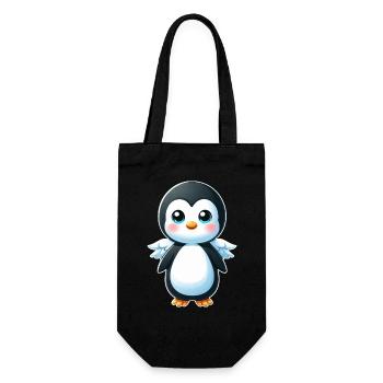 Cute Penguin Angel Cartoon Chibi Style - Gift Bag for Bottles - black - Front