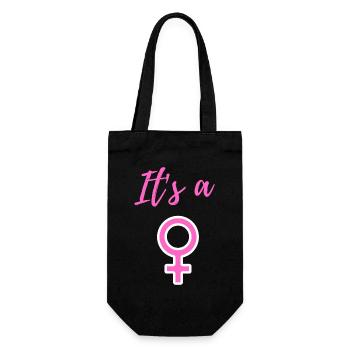 Baby Announcement Pregnancy - Girl - Surprise - Gift Bag for Bottles - black - Front