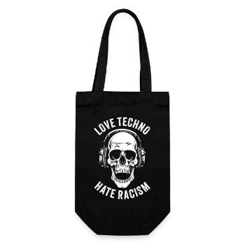 LOVE TECHNO HATE RACISM - Gift Bag for Bottles - black - Front