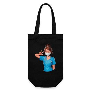 Lustige Krankenschwester mit Humor - Geschenkbeutel für Flaschen - Schwarz - Vorne