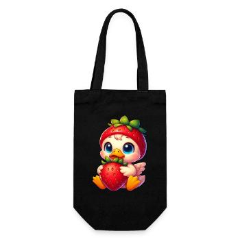 Cute Ducks Strawberry Cartoon Fruit - Gift Bag for Bottles - black - Front