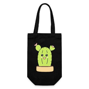 Kaktus, Kakteen, Sukkulenten, Pflanze cute - Geschenkbeutel für Flaschen - Schwarz - Vorne