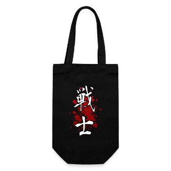 Japanese Kanji WARRIOR - Anime Shirt - Gift Bag for Bottles - black - Front