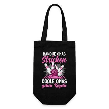 Kegeln Kegler Kegel Oma Kegelbahn Kegeltour - Geschenkbeutel für Flaschen - Schwarz - Vorne