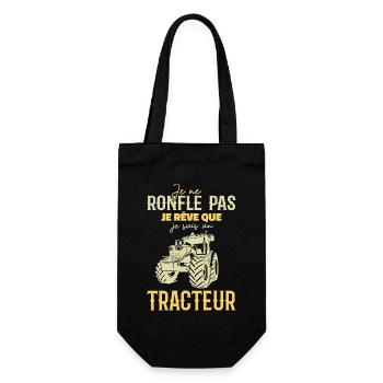 Ich schnarche nicht, ich träume, dass ich ein Traktor bin - Geschenkbeutel für Flaschen - Schwarz - Vorne