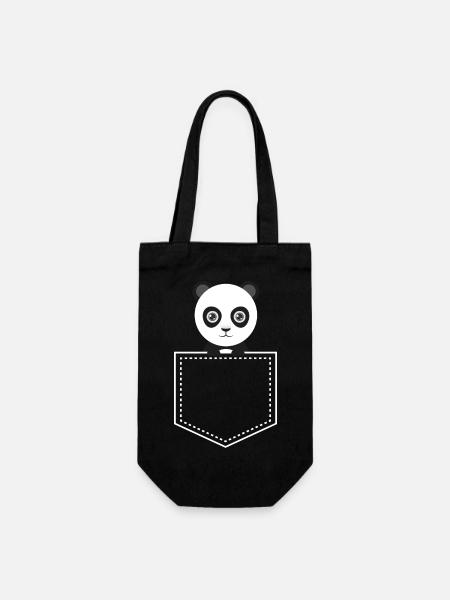 Pocket Panda - Taschen Panda - Geschenkbeutel für Flaschen - Schwarz