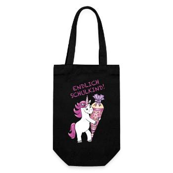 School enrollment Unicorn with sugar cone Back to school - Gift Bag for Bottles - black - Front