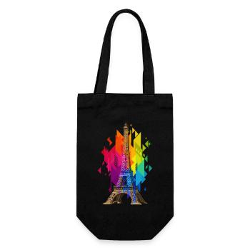 Paris Eiffelturm Frankreich Stadt Skyline Kunst - Geschenkbeutel für Flaschen - Schwarz - Vorne